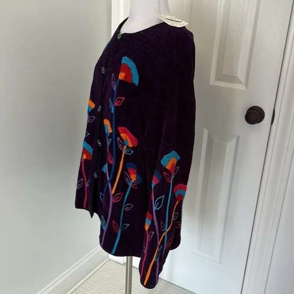 Alex Kim Purple Chenille Embroidered Jacket - Picture 3 of 11